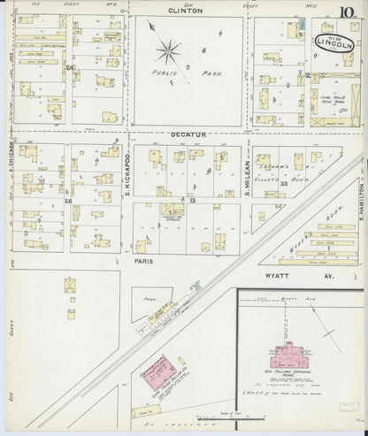Sanborn Fire Insurance Map from Lincoln, Logan County, Illinois (1891), Sheet #0010 - Complete Map Set gallery image, historic Sanborn map, vintage wall art, Illinois Illinois