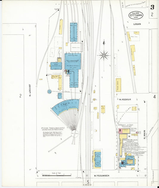 Sanborn Fire Insurance Map from Ottawa, Franklin County, Kansas (1905), Sheet #0003 - Historic Sanborn Fire Insurance Map Print, vintage old map wall art, antique decor, genealogy gift, Kansas Kansas map