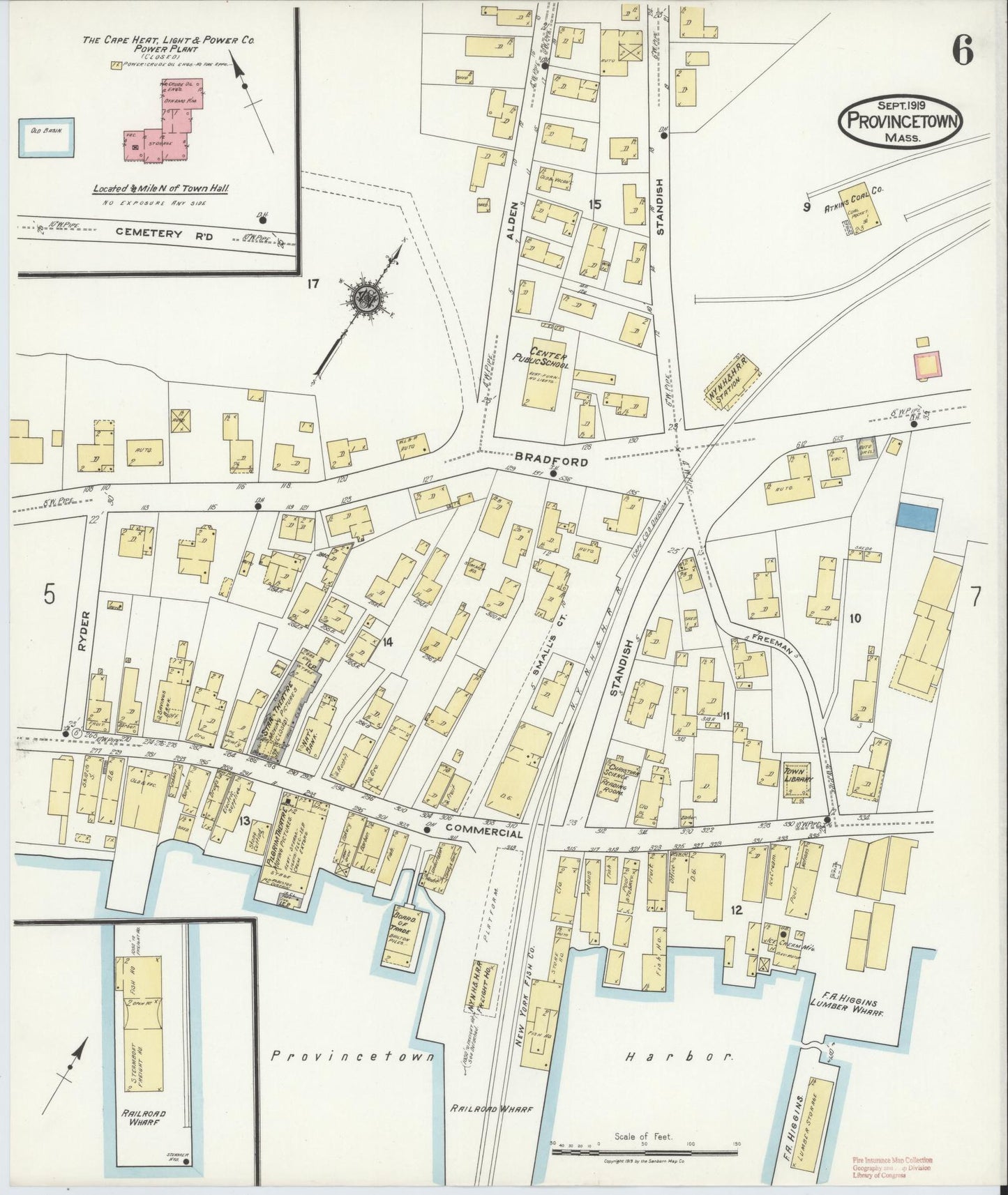 Sanborn Fire Insurance Map from Provincetown, Barnstable County, Massachusetts (1919), Sheet #0006 - Complete Map Set gallery image, historic Sanborn map, vintage wall art, Massachusetts Massachusetts