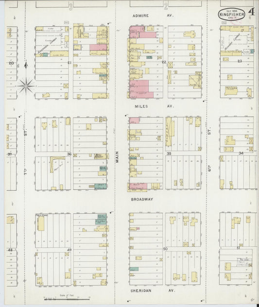Sanborn Fire Insurance Map from Kingfisher, Kingfisher County, Oklahoma (1894), Sheet #0004 - Historic Sanborn Fire Insurance Map Print, vintage old map wall art, antique decor, genealogy gift, Oklahoma Oklahoma map