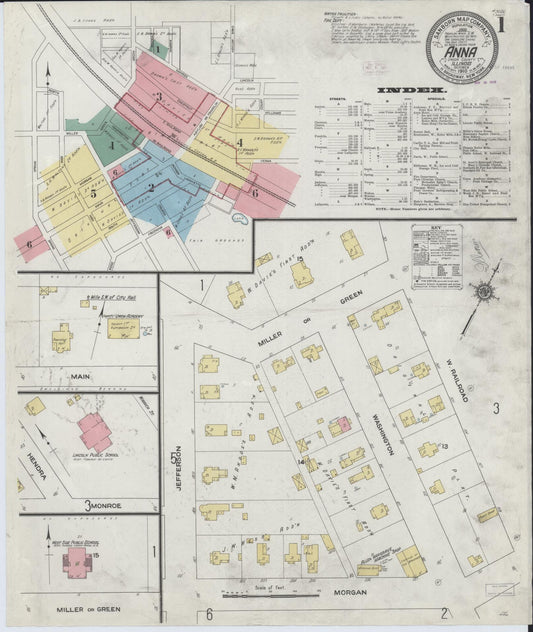 Sanborn Fire Insurance Map from Anna, Union County, Illinois (1910), Sheet #0001 - Historic Sanborn Fire Insurance Map Print, vintage old map wall art, antique decor, genealogy gift, Illinois Illinois map