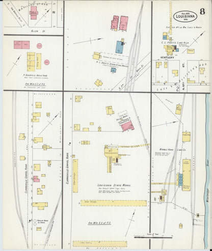 Sanborn Fire Insurance Map from Louisiana, Pike County, Missouri (1902), Sheet #0008 - Historic Sanborn Fire Insurance Map Print, vintage old map wall art, antique decor, genealogy gift, Missouri Missouri map