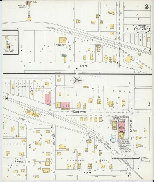 Sanborn Fire Insurance Map from Richmond, Ray County, Missouri (1899), Sheet #0002 - Historic Sanborn Fire Insurance Map Print, vintage old map wall art, antique decor, genealogy gift, Missouri Missouri map