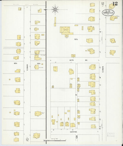 Sanborn Fire Insurance Map from Danville, Boyle County, Kentucky (1908), Sheet #0012 - Complete Map Set gallery image, historic Sanborn map, vintage wall art, Kentucky Kentucky