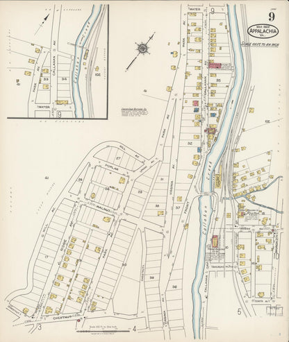Sanborn Fire Insurance Map from Appalachia, Wise County, Virginia (1922), Sheet #0009 - Complete Map Set gallery image, historic Sanborn map, vintage wall art, Virginia Virginia