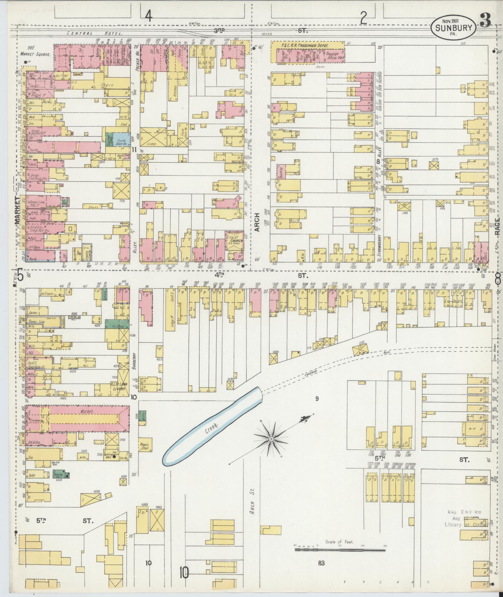 Sanborn Fire Insurance Map from Sunbury, Northumberland County, Pennsylvania (1901), Sheet #0003 - Complete Map Set gallery image, historic Sanborn map, vintage wall art, Pennsylvania Pennsylvania