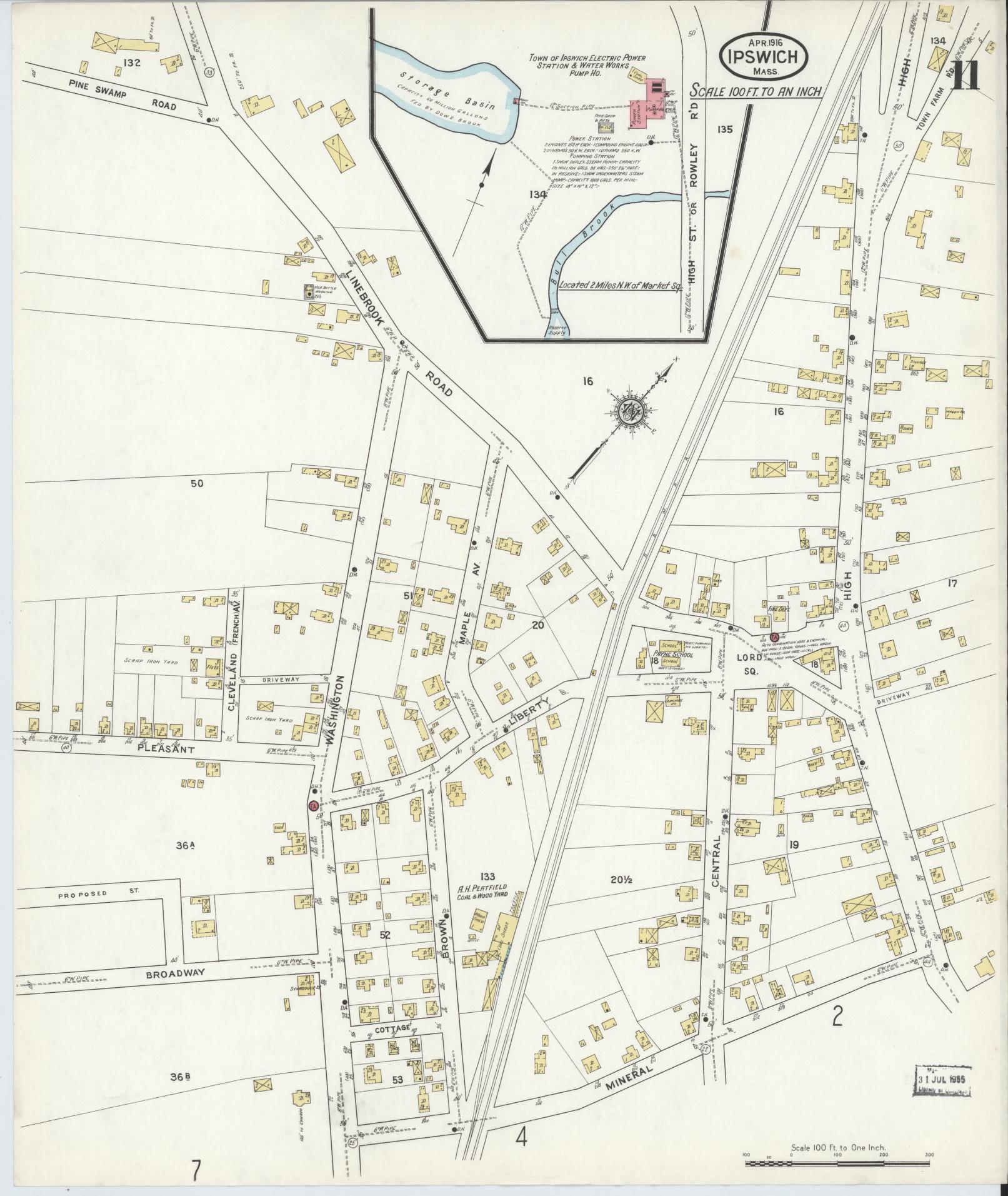 Sanborn Fire Insurance Map from Ipswich, Essex County, Massachusetts (1916), Sheet #0011 - Complete Map Set gallery image, historic Sanborn map, vintage wall art, Massachusetts Massachusetts