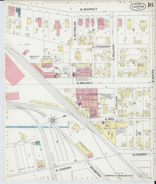 Sanborn Fire Insurance Map from Canton, Stark County, Ohio (1891), Sheet #0016 - Historic Sanborn Fire Insurance Map Print, vintage old map wall art, antique decor, genealogy gift, Ohio Ohio map