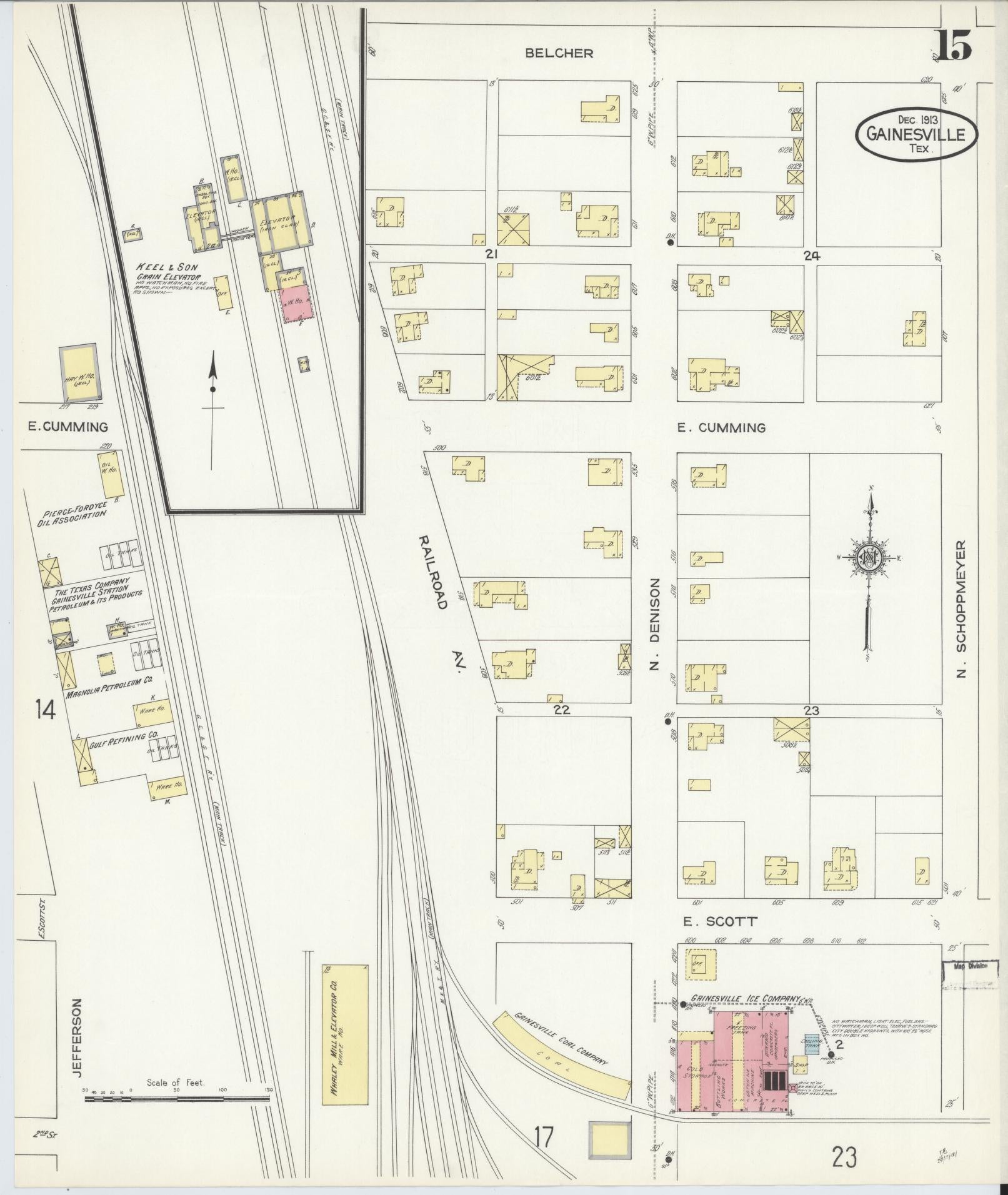 Sanborn Fire Insurance Map from Gainesville, Cooke County, Texas (1913), Sheet #0015 - Complete Map Set gallery image, historic Sanborn map, vintage wall art, Texas Texas