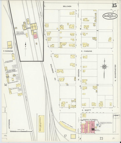 Sanborn Fire Insurance Map from Gainesville, Cooke County, Texas (1913), Sheet #0015 - Complete Map Set gallery image, historic Sanborn map, vintage wall art, Texas Texas