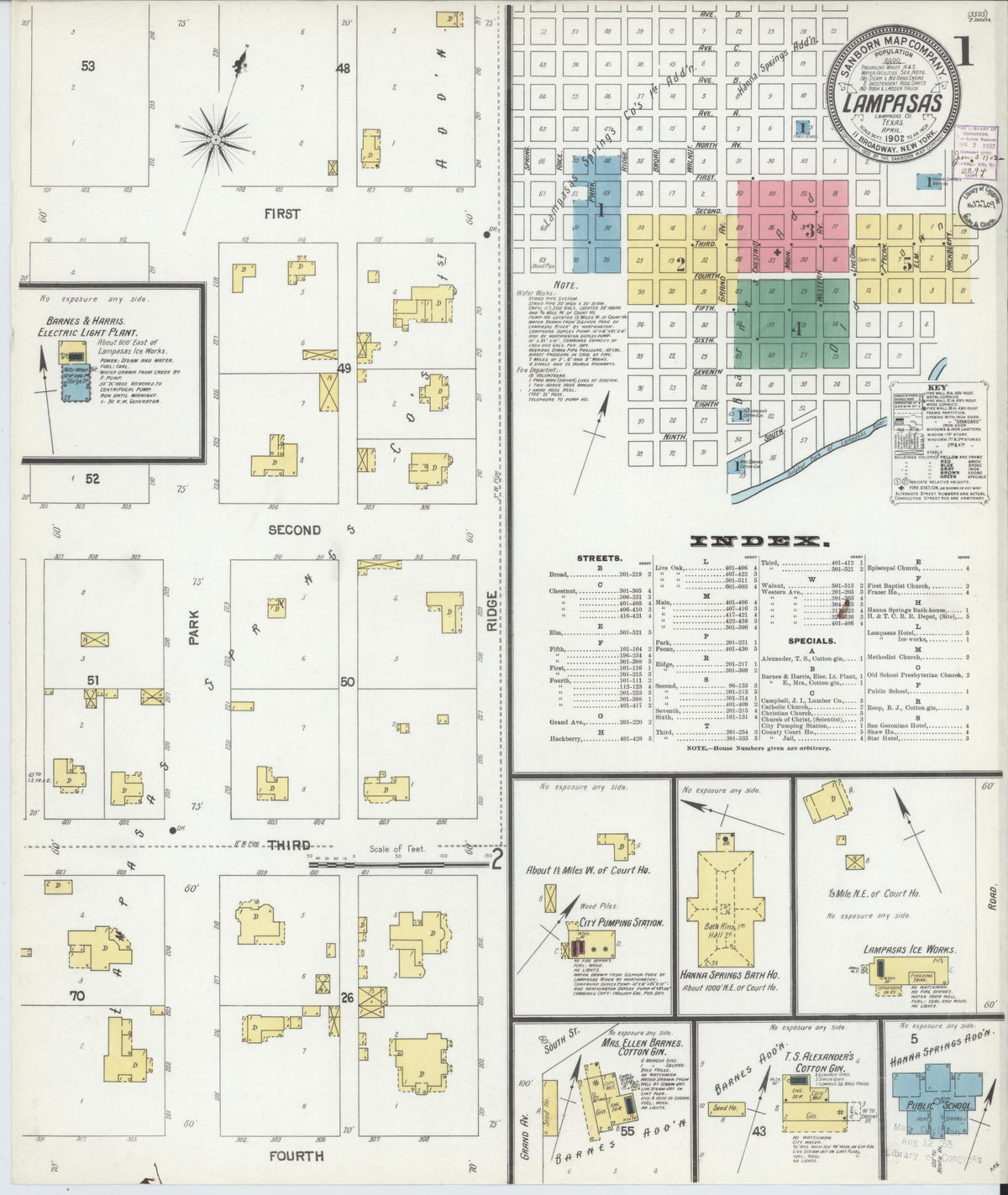 Sanborn Fire Insurance Map from Lampasas, Lampasas County, Texas (1902), Sheet #0001 - Complete Map Set gallery image, historic Sanborn map, vintage wall art, Texas Texas