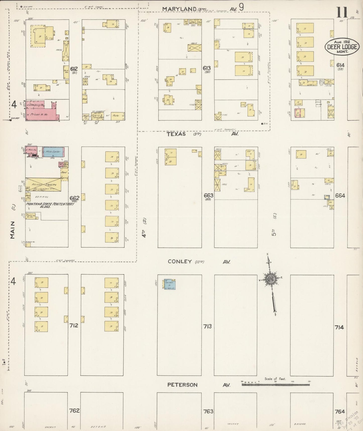 Sanborn Fire Insurance Map from Deer Lodge, Powell County, Montana (1912), Sheet #0011 - Complete Map Set gallery image, historic Sanborn map, vintage wall art, Montana Montana