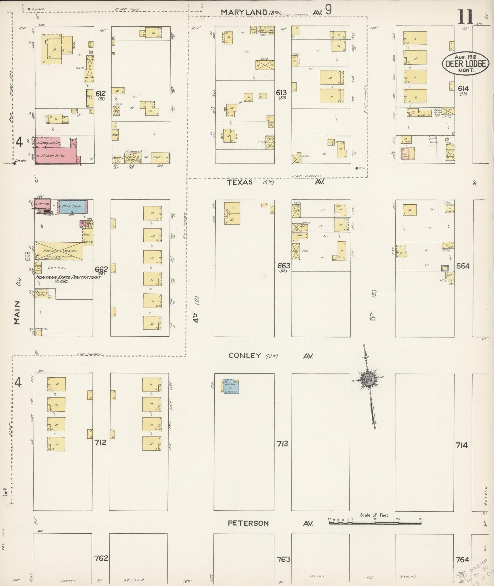 Sanborn Fire Insurance Map from Deer Lodge, Powell County, Montana (1912), Sheet #0011 - Complete Map Set gallery image, historic Sanborn map, vintage wall art, Montana Montana
