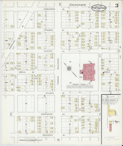 Sanborn Fire Insurance Map from Port Arthur, Jefferson County, Texas (1918), Sheet #0003 - Complete Map Set gallery image, historic Sanborn map, vintage wall art, Texas Texas