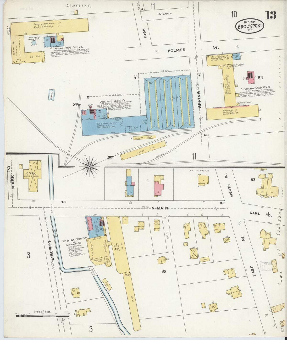 Sanborn Fire Insurance Map from Brockport, Monroe County, New York (1904), Sheet #0013 - Complete Map Set gallery image, historic Sanborn map, vintage wall art, New York New York