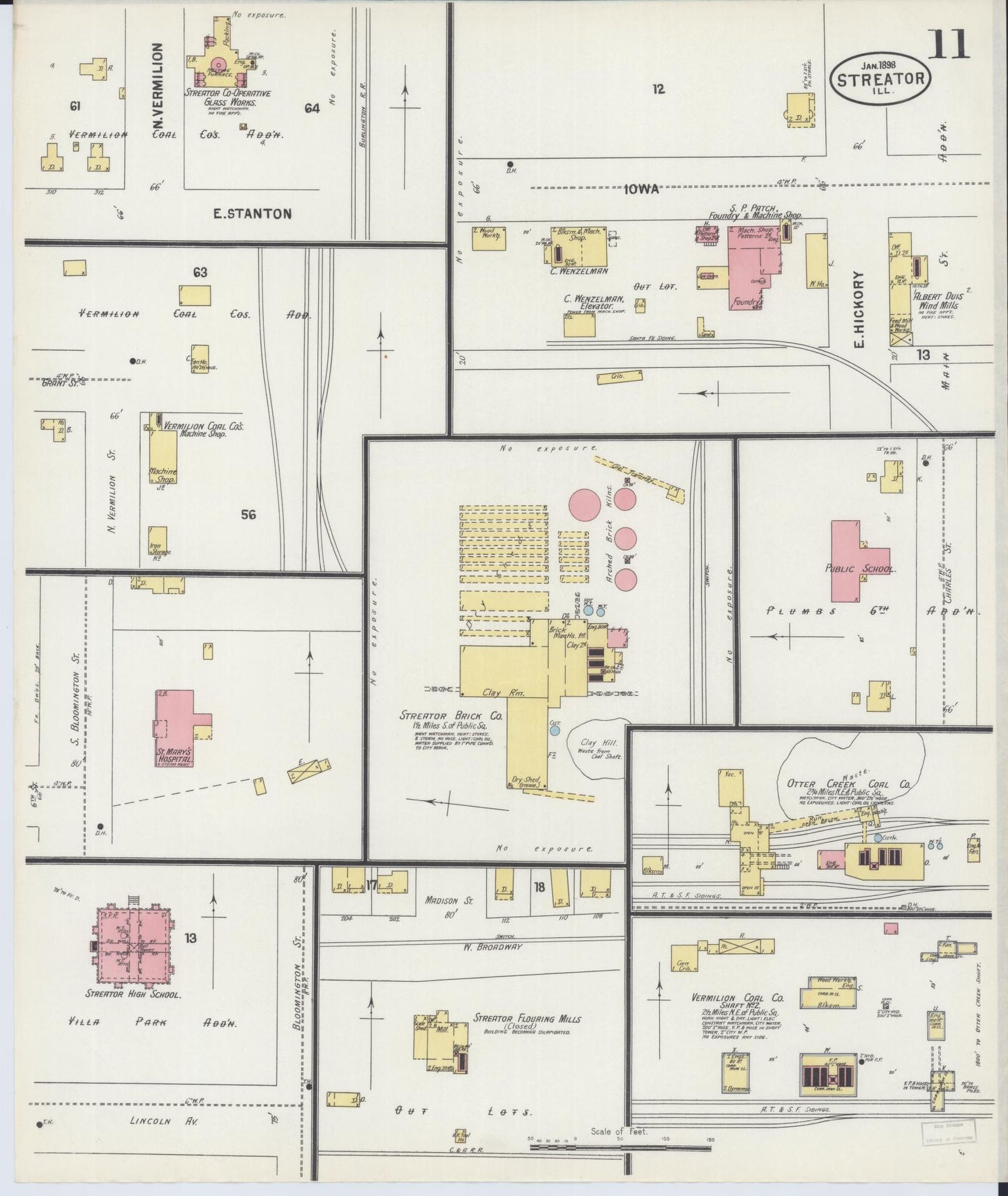 Sanborn Fire Insurance Map from Streator, La Salle County, Illinois (1898), Sheet #0011 - Complete Map Set gallery image, historic Sanborn map, vintage wall art, Illinois Illinois