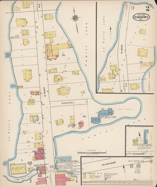 Sanborn Fire Insurance Map from Oconomowoc, Waukesha County, Wisconsin (1922), Sheet #0002 - Historic Sanborn Fire Insurance Map Print, vintage old map wall art, antique decor, genealogy gift, Wisconsin Wisconsin map