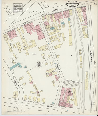 Sanborn Fire Insurance Map from New Britain, Hartford County, Connecticut (1884), Sheet #0007 - Complete Map Set gallery image, historic Sanborn map, vintage wall art, Connecticut Connecticut