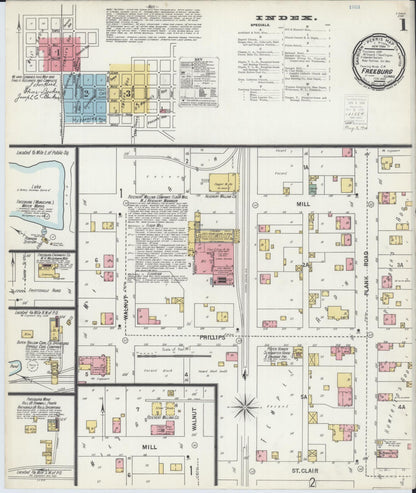 Sanborn Fire Insurance Map from Freeburg, Saint Clair County, Illinois (1900), Sheet #0001 - Complete Map Set gallery image, historic Sanborn map, vintage wall art, Illinois Illinois