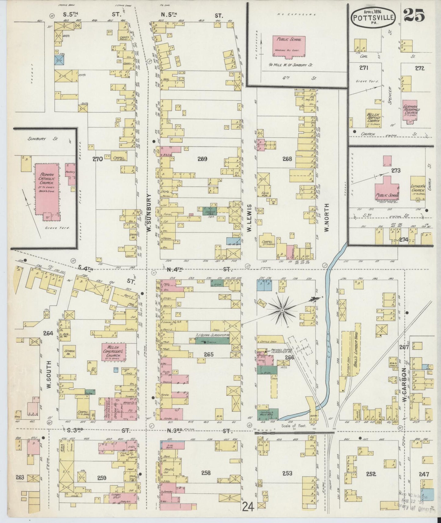 Sanborn Fire Insurance Map from Pottsville, Schuylkill County, Pennsylvania (1895), Sheet #0025 - Historic Sanborn Fire Insurance Map Print, vintage old map wall art, antique decor, genealogy gift, Pennsylvania Pennsylvania map