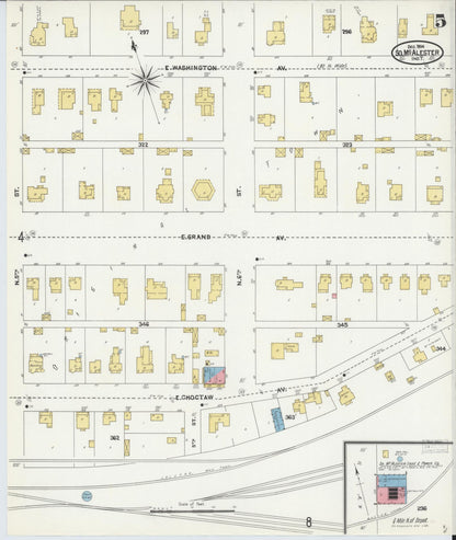 Sanborn Fire Insurance Map from South McAlester, Pittsburg County, Oklahoma (1904), Sheet #0005 - Complete Map Set gallery image, historic Sanborn map, vintage wall art, Oklahoma Oklahoma