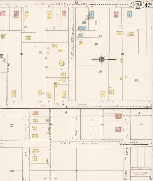 Sanborn Fire Insurance Map from Rexburg, Madison County, Idaho (1921), Sheet #0017 - Historic Sanborn Fire Insurance Map Print, vintage old map wall art, antique decor, genealogy gift, Idaho Idaho map