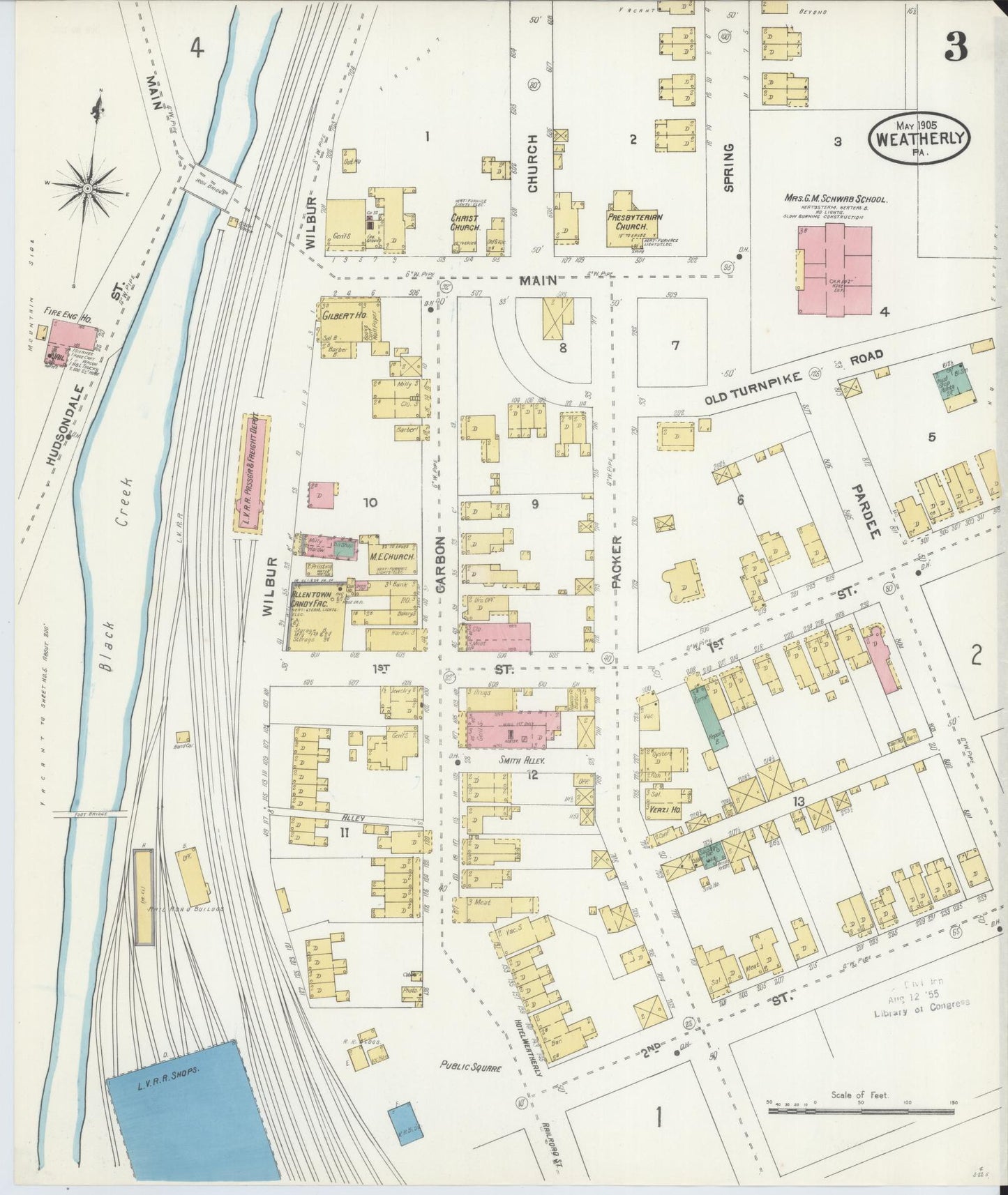 Sanborn Fire Insurance Map from Weatherly, Carbon County, Pennsylvania (1905), Sheet #0003 - Complete Map Set gallery image, historic Sanborn map, vintage wall art, Pennsylvania Pennsylvania