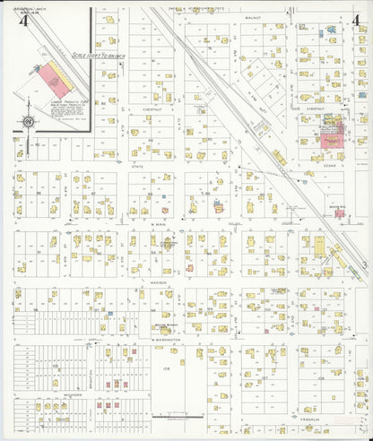 Sanborn Fire Insurance Map from Brighton, Livington County, Michigan (1938), Sheet #0004 - Complete Map Set gallery image, historic Sanborn map, vintage wall art, Michigan Michigan