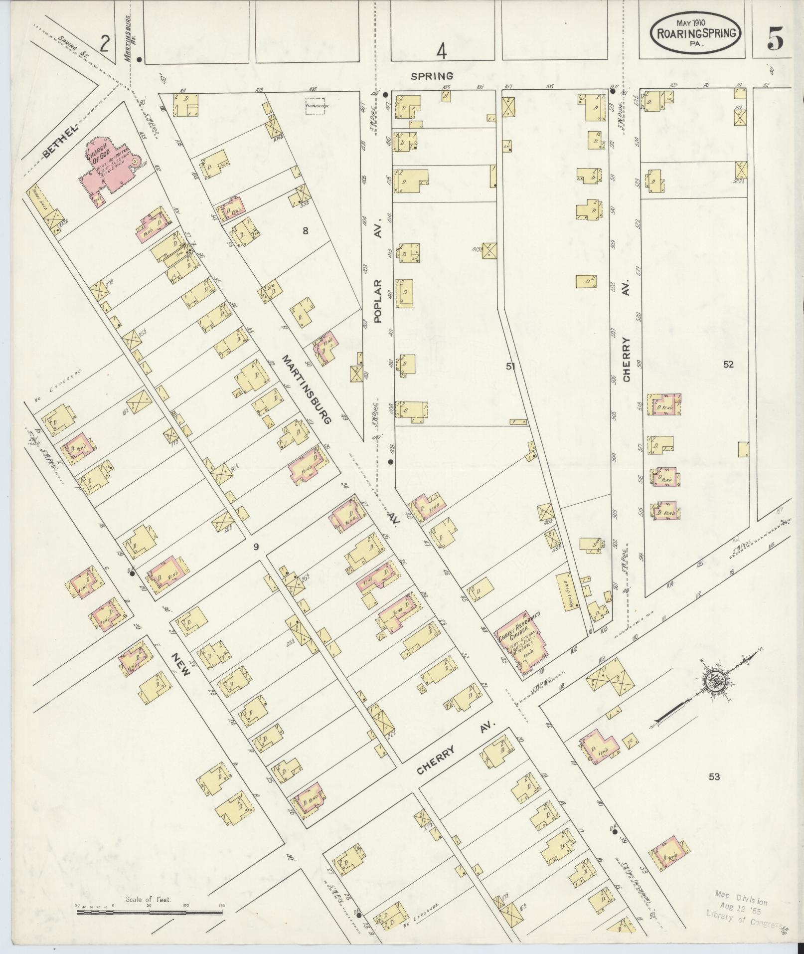 Sanborn Fire Insurance Map from Roaring Spring, Blair County, Pennsylvania (1910), Sheet #0005 - Complete Map Set gallery image, historic Sanborn map, vintage wall art, Pennsylvania Pennsylvania