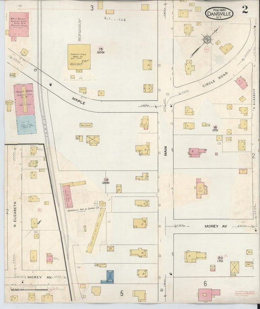 Sanborn Fire Insurance Map from Dansville, Livingston County, New York (1944), Sheet #0002 - Historic Sanborn Fire Insurance Map Print, vintage old map wall art, antique decor, genealogy gift, New York New York map