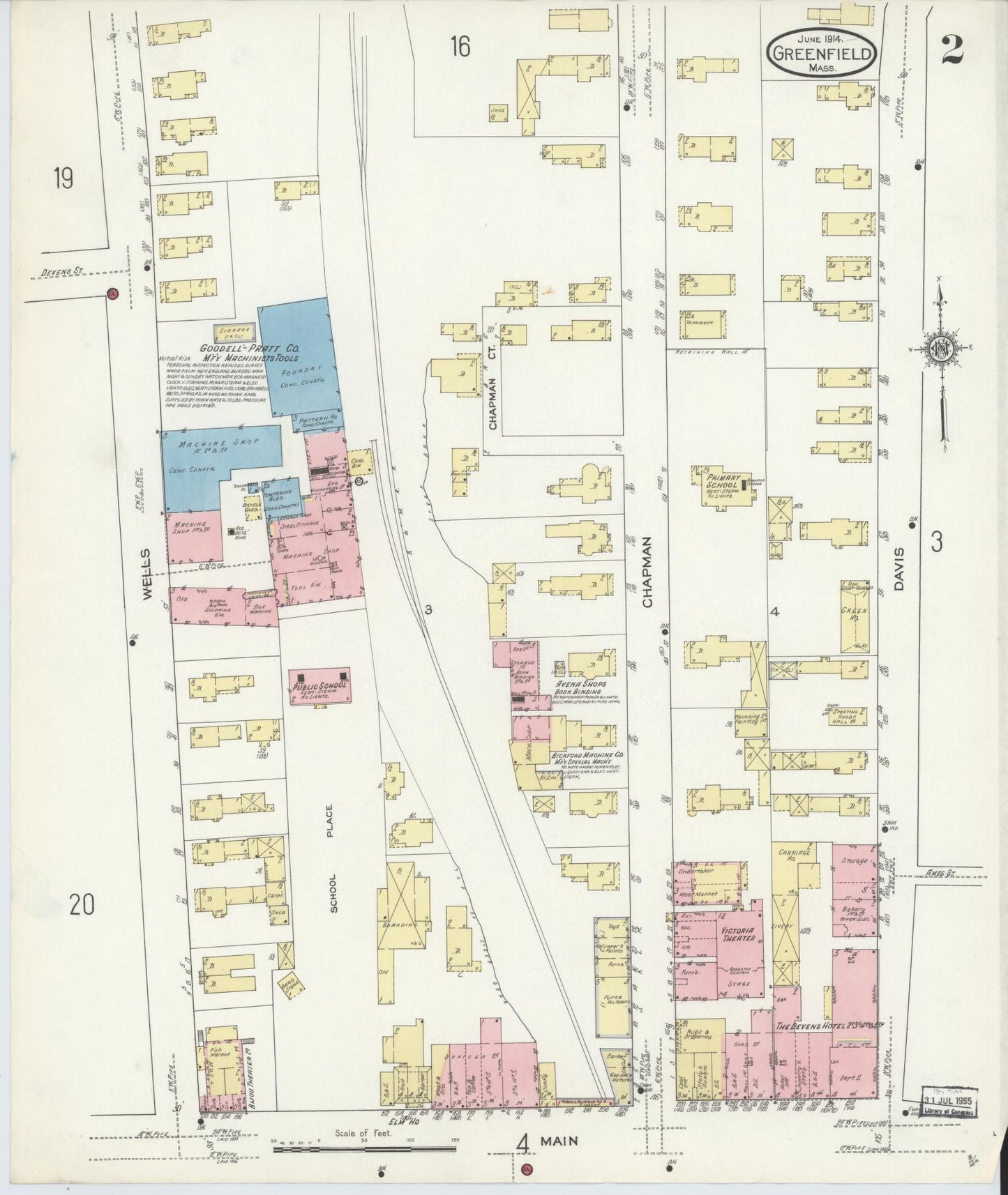 Sanborn Fire Insurance Map from Greenfield, Franklin County, Massachusetts (1914), Sheet #0002 - Complete Map Set gallery image, historic Sanborn map, vintage wall art, Massachusetts Massachusetts