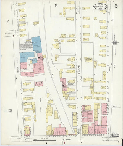 Sanborn Fire Insurance Map from Greenfield, Franklin County, Massachusetts (1914), Sheet #0002 - Complete Map Set gallery image, historic Sanborn map, vintage wall art, Massachusetts Massachusetts