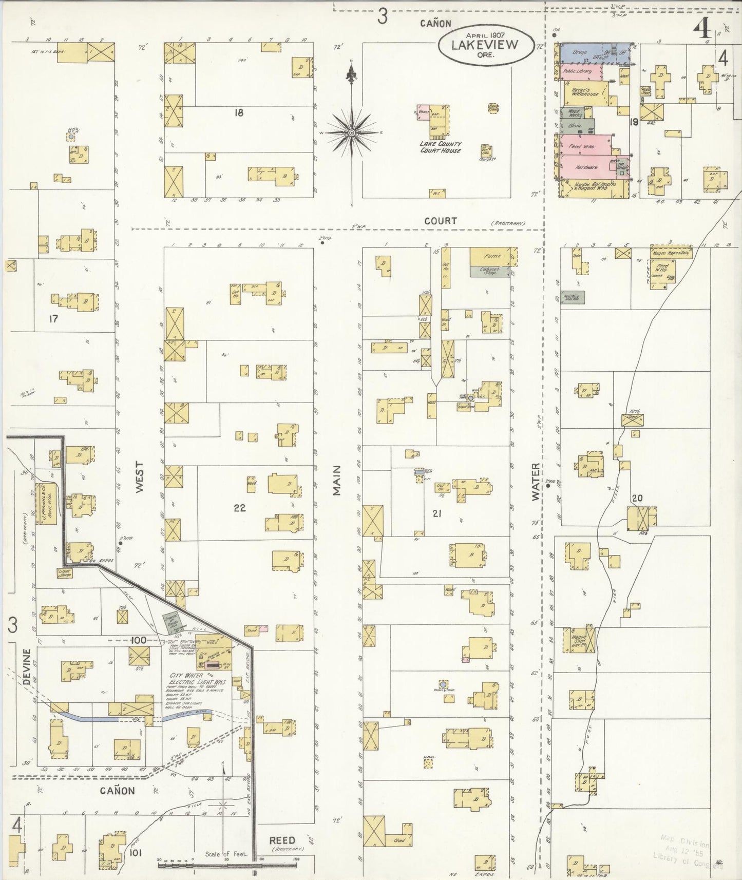 Sanborn Fire Insurance Map from Lakeview, Lake County, Oregon (1907), Sheet #0004 - Complete Map Set gallery image, historic Sanborn map, vintage wall art, Oregon Oregon