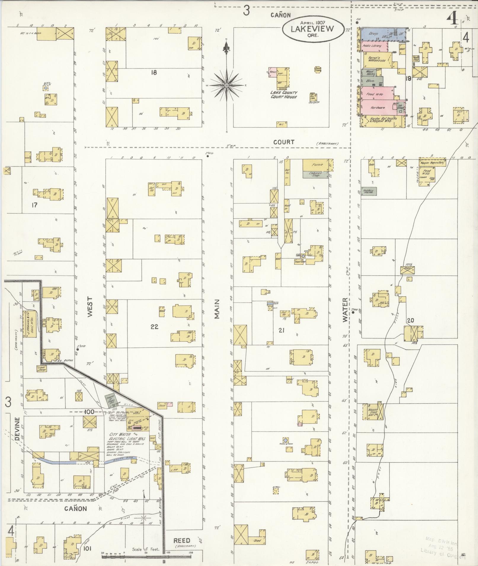 Sanborn Fire Insurance Map from Lakeview, Lake County, Oregon (1907), Sheet #0004 - Complete Map Set gallery image, historic Sanborn map, vintage wall art, Oregon Oregon