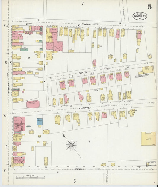 Sanborn Fire Insurance Map from Woodbury, Gloucester County, New Jersey (1902), Sheet #0005 - Historic Sanborn Fire Insurance Map Print, vintage old map wall art, antique decor, genealogy gift, New Jersey New Jersey map