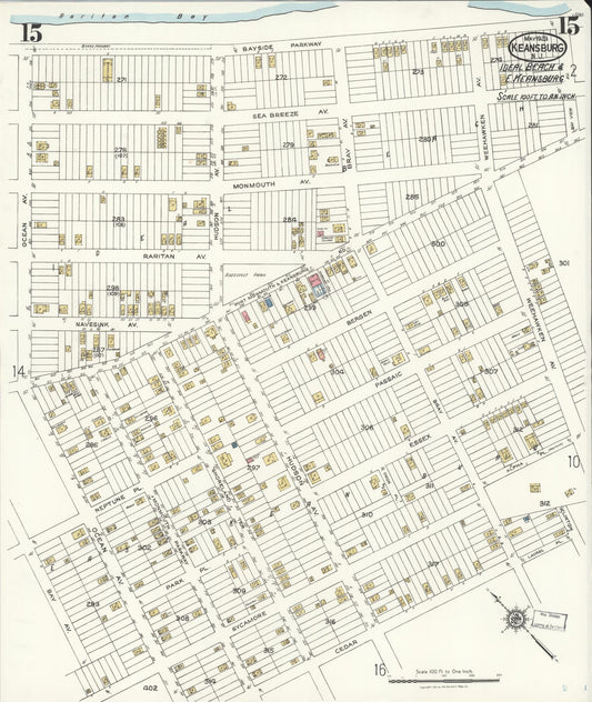 Sanborn Fire Insurance Map from Keansburg, Monmouth County, New Jersey (1923), Sheet #0015 - Historic Sanborn Fire Insurance Map Print, vintage old map wall art, antique decor, genealogy gift, New Jersey New Jersey map