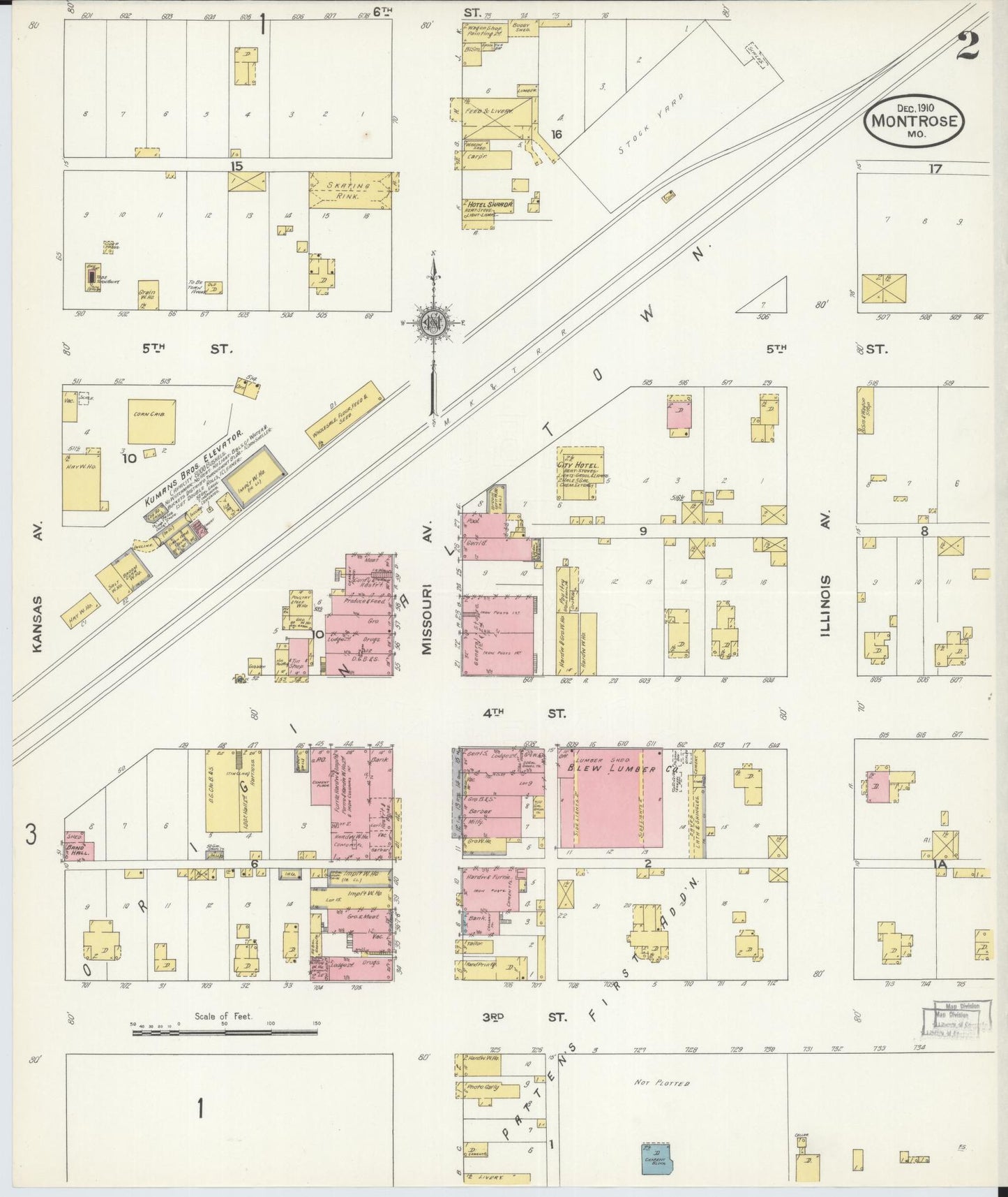 Sanborn Fire Insurance Map from Montrose, Henry County, Missouri (1910), Sheet #0002 - Complete Map Set gallery image, historic Sanborn map, vintage wall art, Missouri Missouri