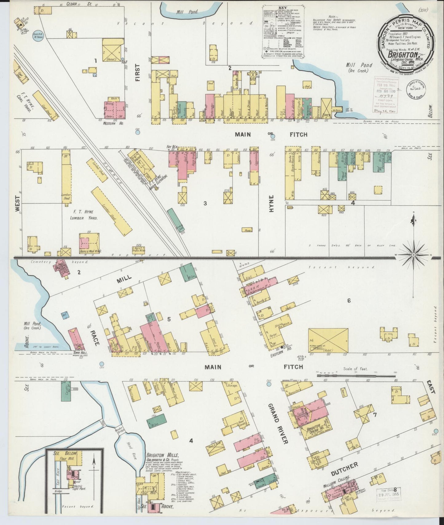 Sanborn Fire Insurance Map from Brighton, Livingston County, Michigan (1899), Sheet #0001 - Historic Sanborn Fire Insurance Map Print, vintage old map wall art, antique decor, genealogy gift, Michigan Michigan map