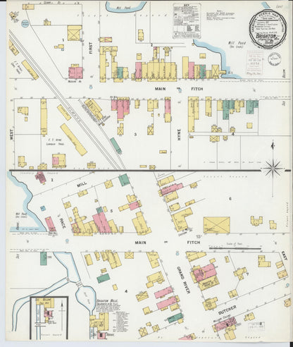 Sanborn Fire Insurance Map from Brighton, Livingston County, Michigan (1899), Sheet #0001 - Historic Sanborn Fire Insurance Map Print, vintage old map wall art, antique decor, genealogy gift, Michigan Michigan map