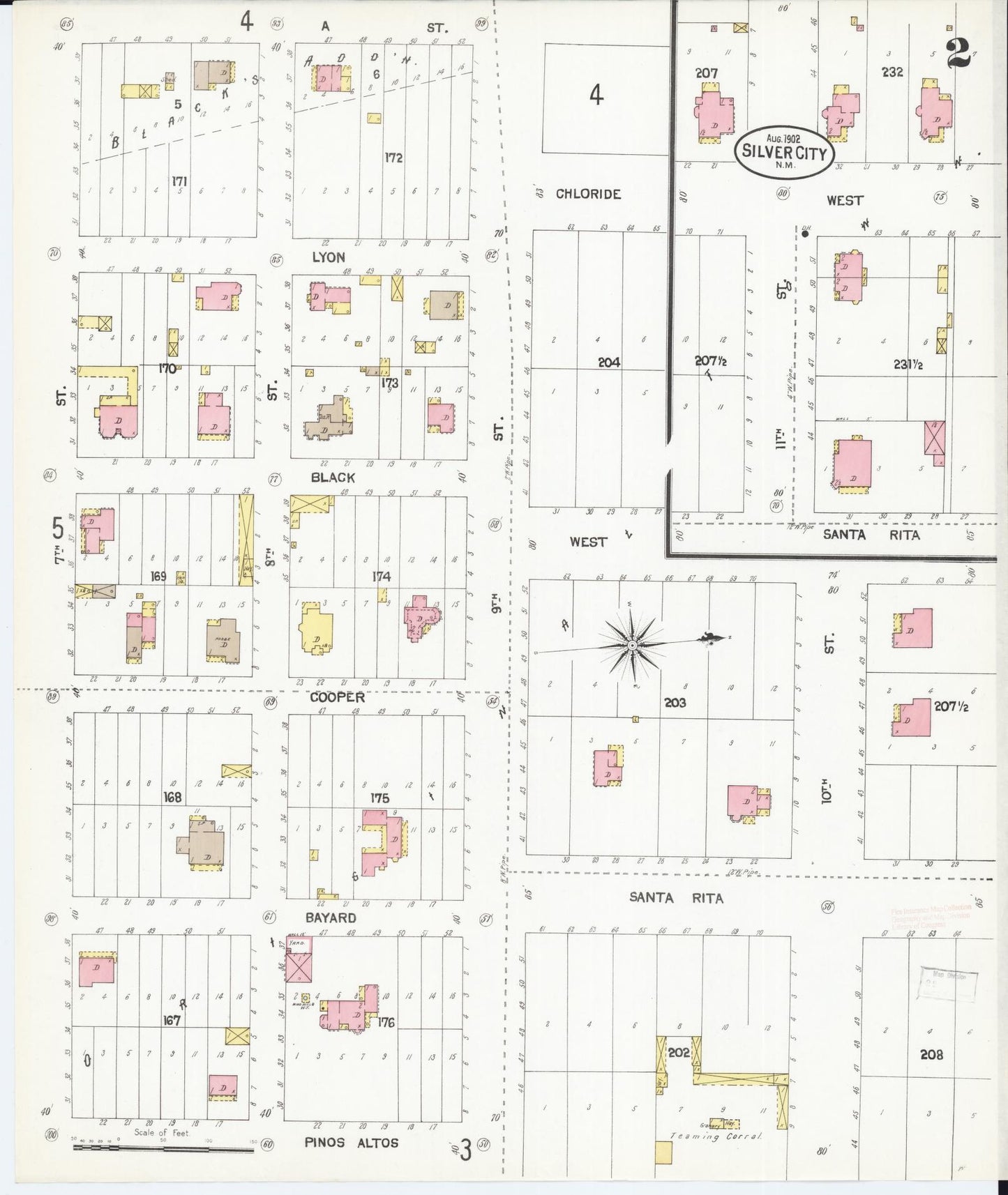 Sanborn Fire Insurance Map from Silver City, Grant County, New Mexico (1902), Sheet #0002 - Complete Map Set gallery image, historic Sanborn map, vintage wall art, New Mexico New Mexico