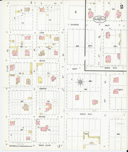 Sanborn Fire Insurance Map from Silver City, Grant County, New Mexico (1902), Sheet #0002 - Complete Map Set gallery image, historic Sanborn map, vintage wall art, New Mexico New Mexico