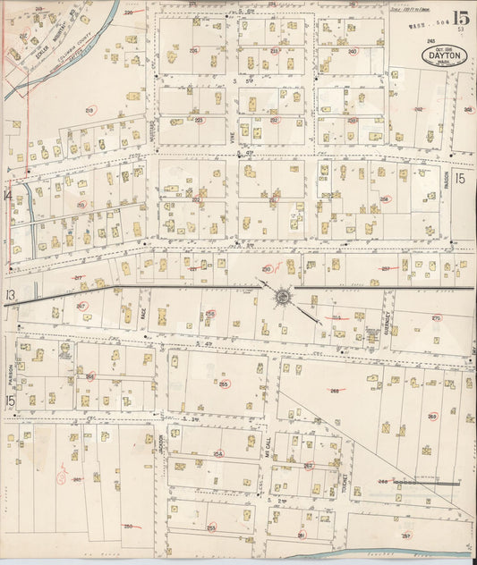 Sanborn Fire Insurance Map from Dayton, Columbia County, Washington (1943), Sheet #0015 - Historic Sanborn Fire Insurance Map Print, vintage old map wall art, antique decor, genealogy gift, Washington Washington map