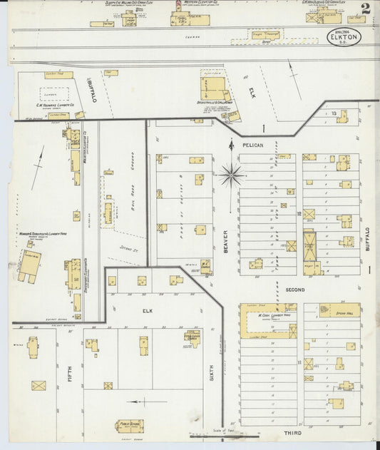 Sanborn Fire Insurance Map from Elkton, Brookings County, South Dakota (1904), Sheet #0002 - Historic Sanborn Fire Insurance Map Print, vintage old map wall art, antique decor, genealogy gift, South Dakota South Dakota map