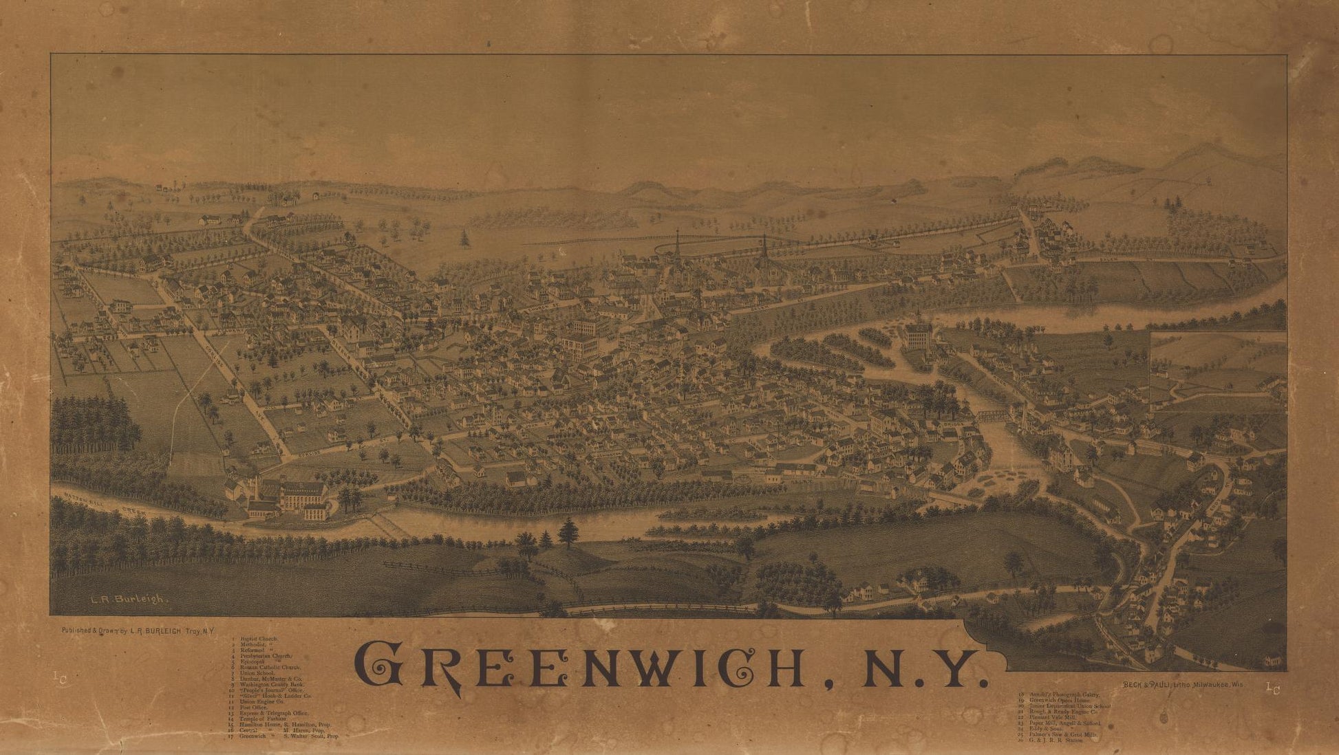 Greenwich, N.Y. (1885) – Historic Bird’s-Eye View Panorama Print