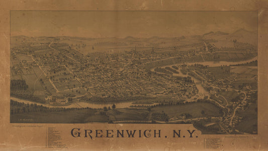 Greenwich, N.Y. (1885) – Historic Bird’s-Eye View Panorama Print