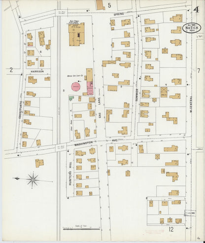 Sanborn Fire Insurance Map from Natick, Middlesex County, Massachusetts (1899), Sheet #0004 - Complete Map Set gallery image, historic Sanborn map, vintage wall art, Massachusetts Massachusetts