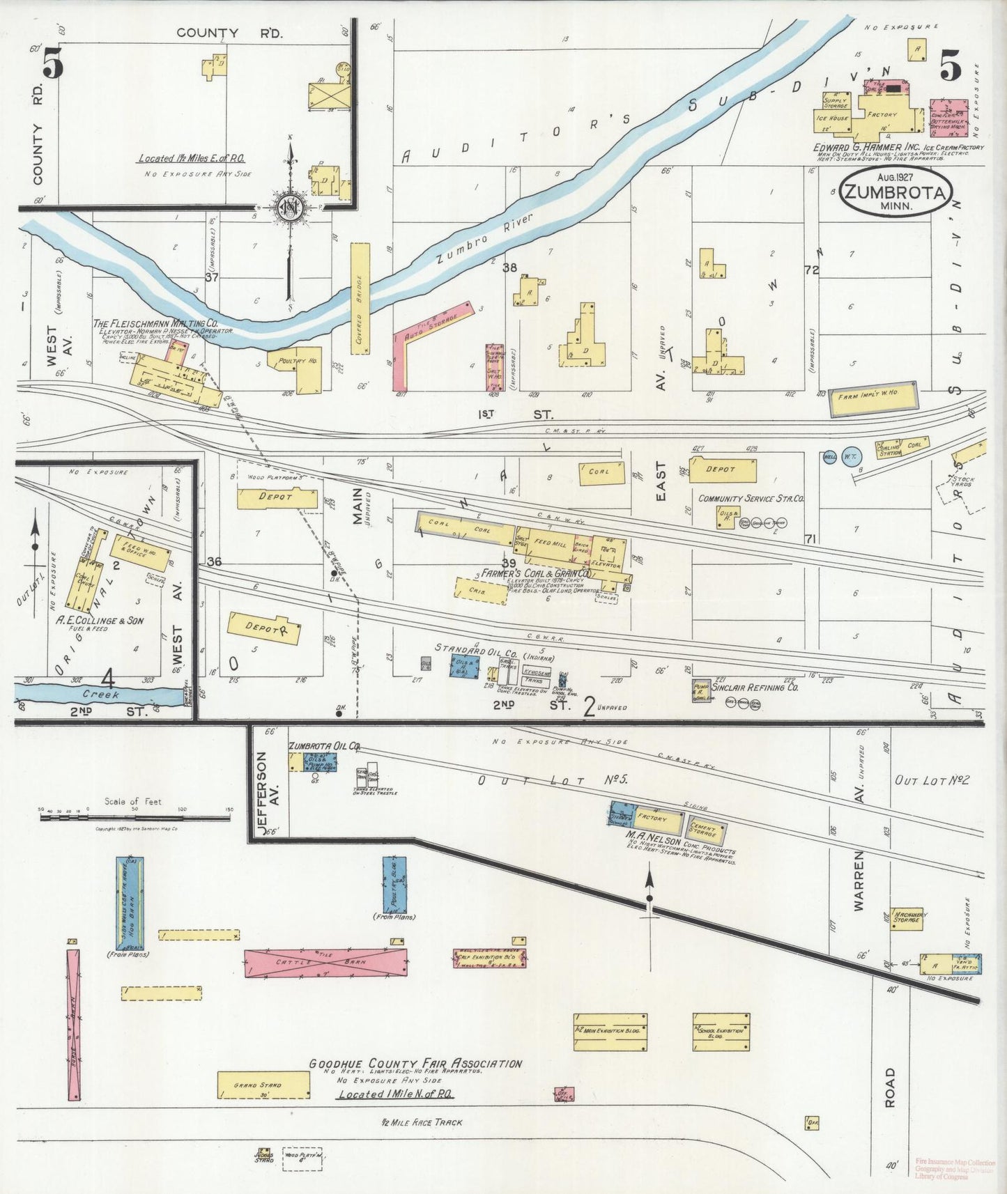 Sanborn Fire Insurance Map from Zumbrota, Goodhue County, Minnesota (1927), Sheet #0005 - Complete Map Set gallery image, historic Sanborn map, vintage wall art, Minnesota Minnesota