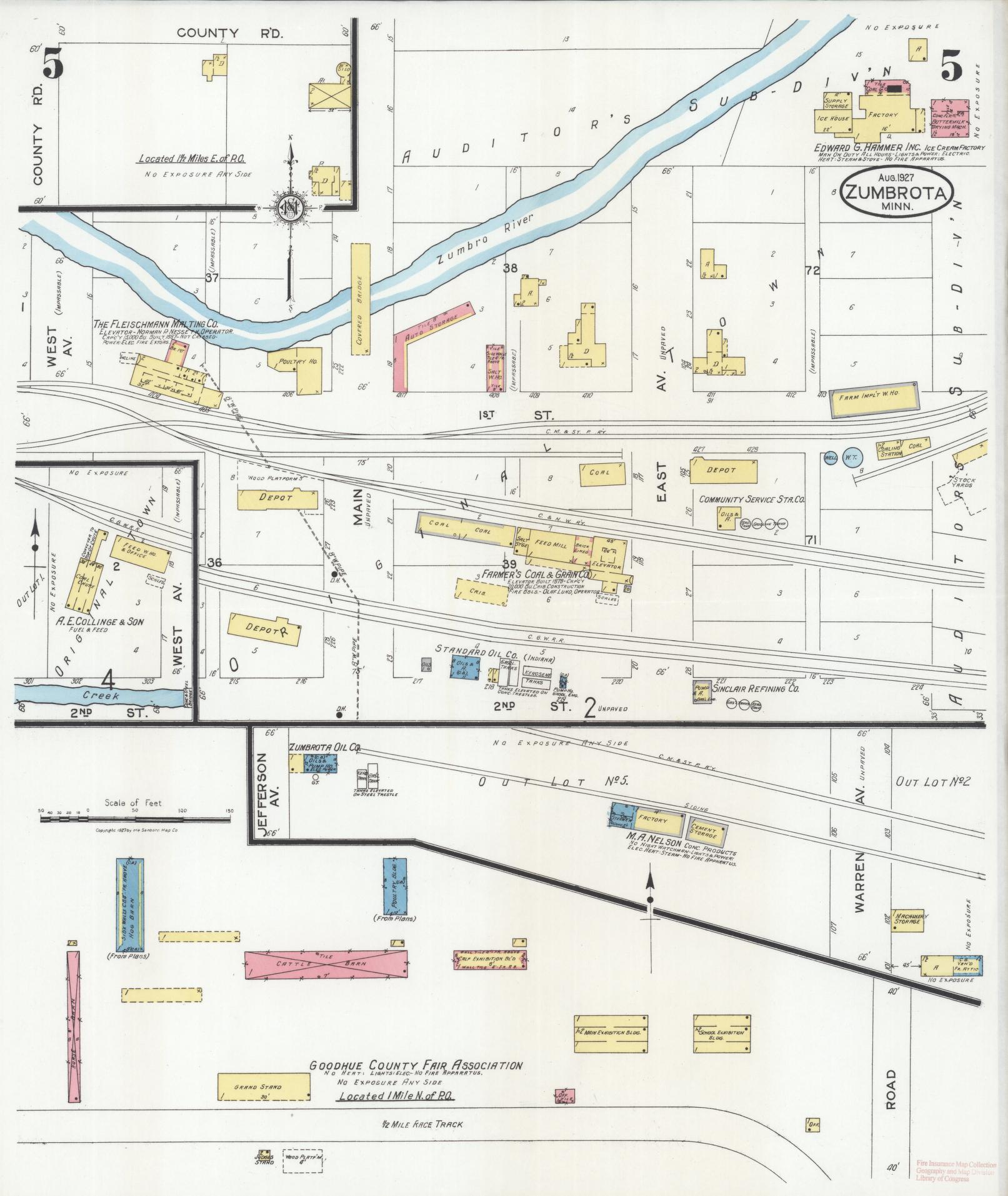 Sanborn Fire Insurance Map from Zumbrota, Goodhue County, Minnesota (1927), Sheet #0005 - Complete Map Set gallery image, historic Sanborn map, vintage wall art, Minnesota Minnesota