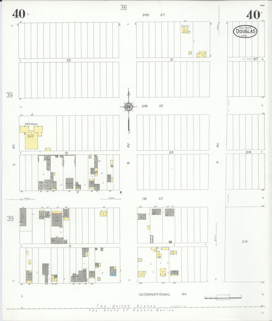 Sanborn Fire Insurance Map from Douglas, Cochise County, Arizona (1929), Sheet #0040 - Historic Sanborn Fire Insurance Map Print, vintage old map wall art, antique decor, genealogy gift, Arizona Arizona map