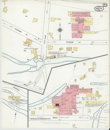 Sanborn Fire Insurance Map from Bristol, Hartford County, Connecticut (1911), Sheet #0023 - Complete Map Set gallery image, historic Sanborn map, vintage wall art, Connecticut Connecticut